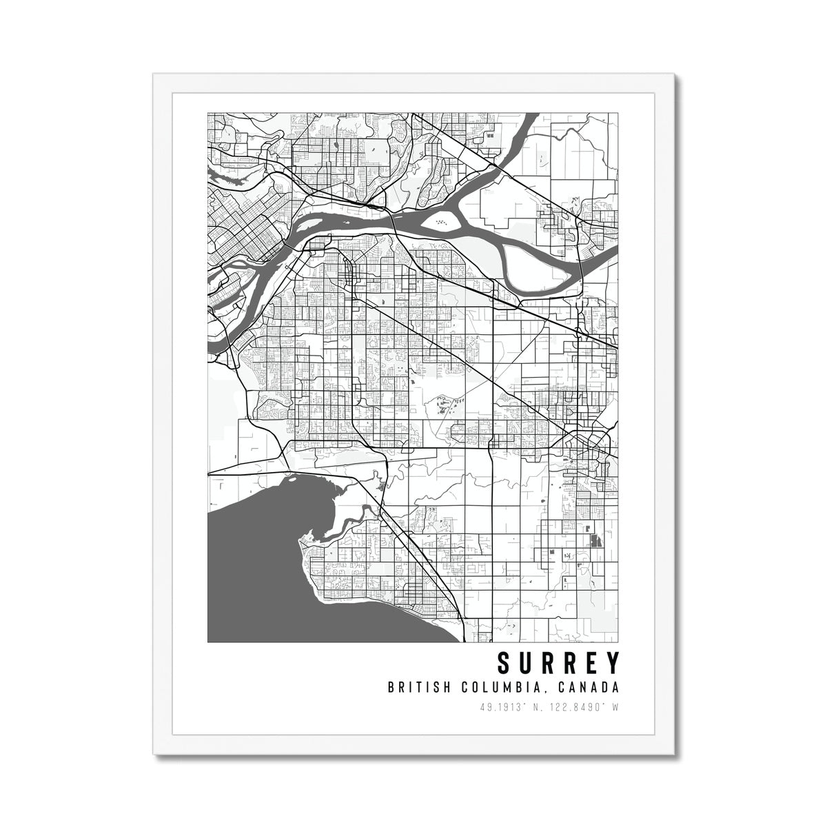 Surrey, BC Canada City Map - With Pyar