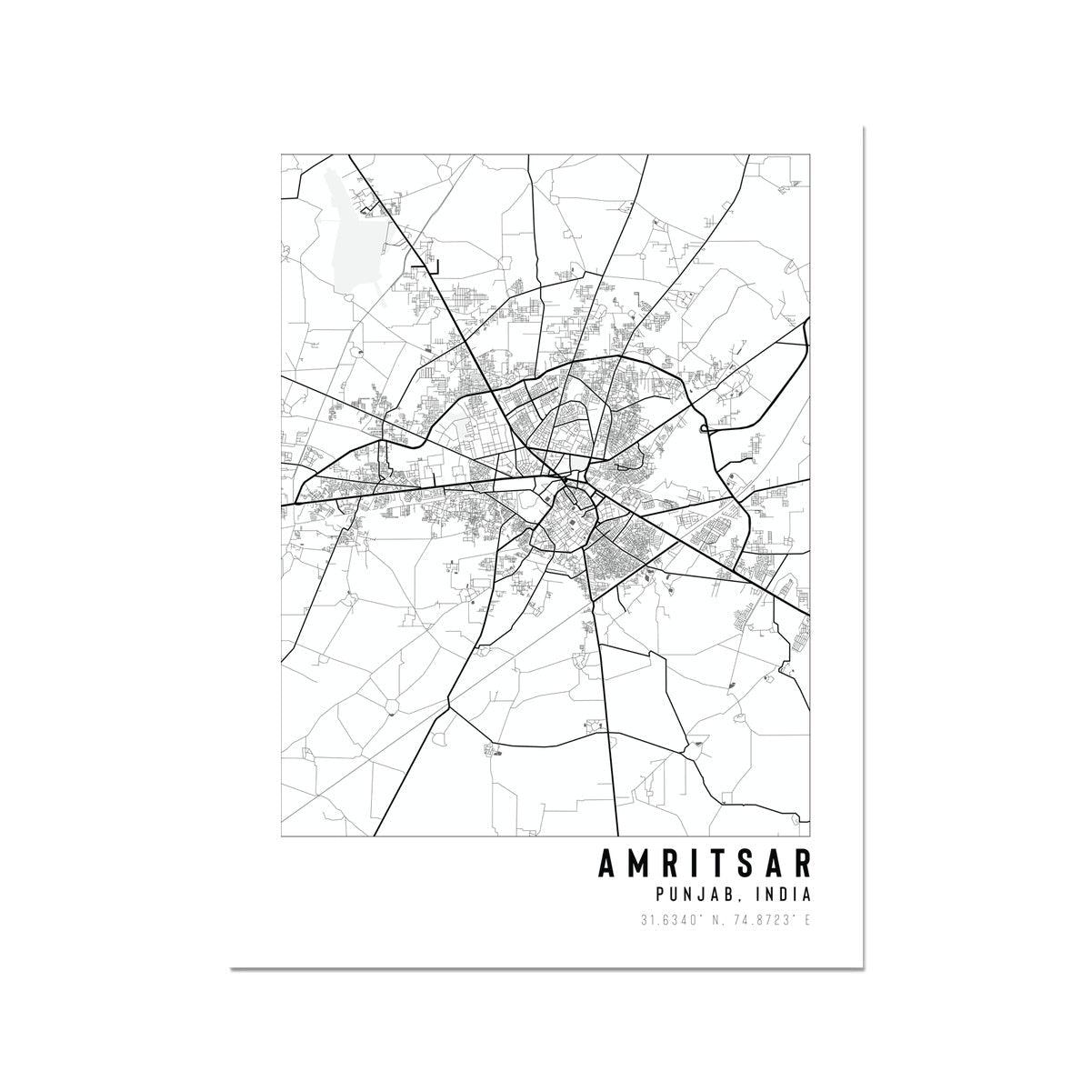 Amritsarposter Amritsar, Punjab City Map - With Pyar