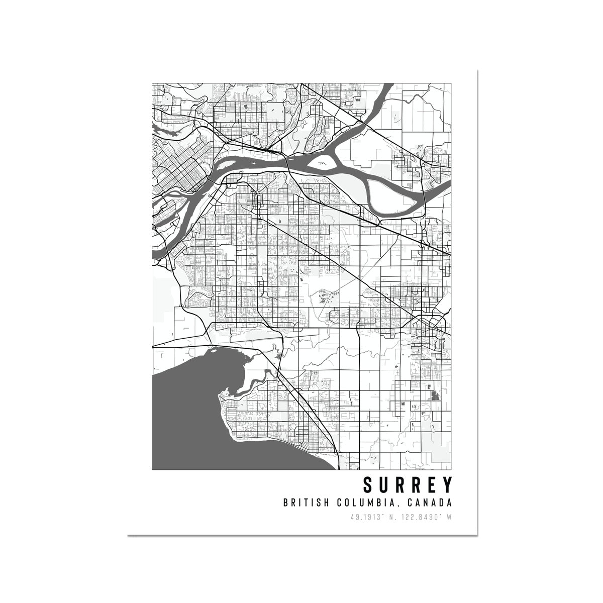 Surrey, BC Canada City Map - With Pyar