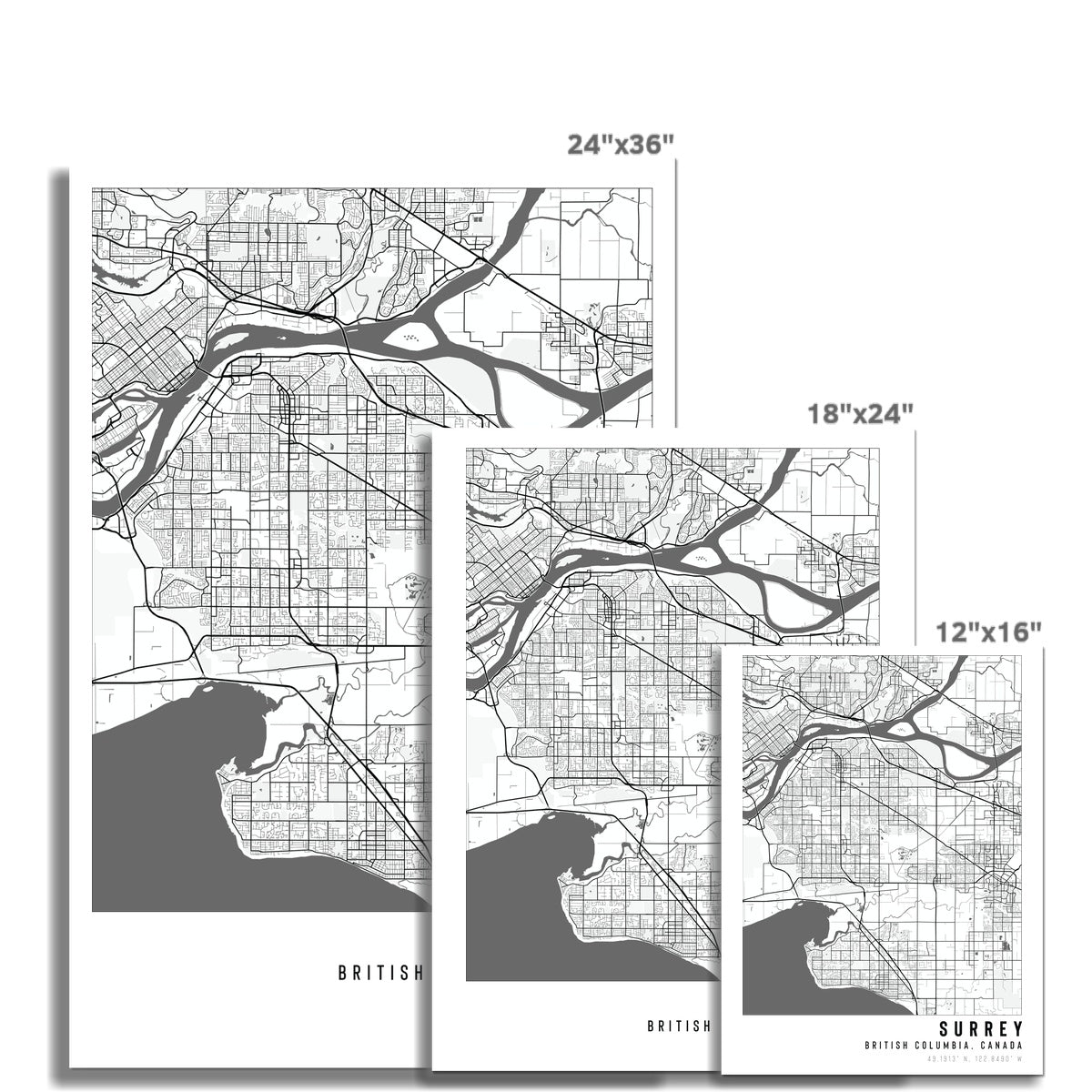 Surrey, BC Canada City Map - With Pyar