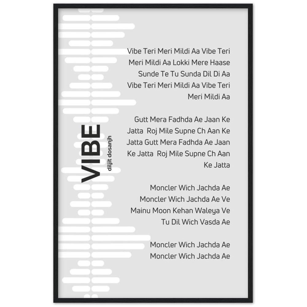 Vibe - Diljit Dosanjh - Song Lyrics Wall Art