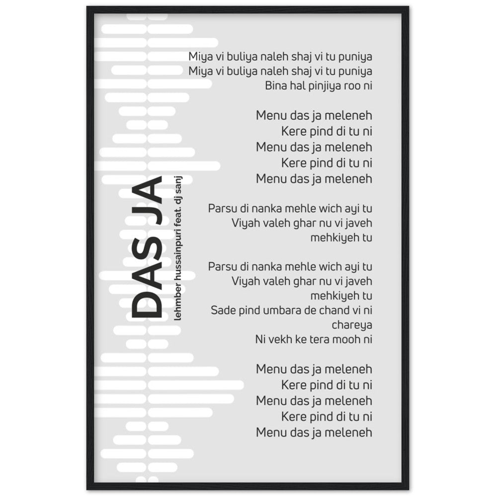 Das Ja - Lehmber Hussainpuri ft. DJ Sanj - Song Lyrics Wall Art
